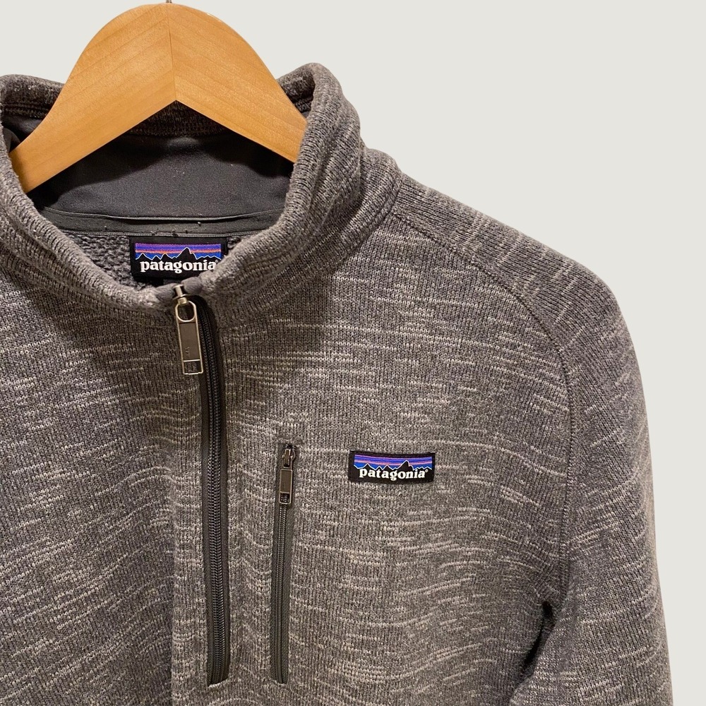 Patagonia Mens Better Sweater 1/4 Zip Fleece Pullover Grey Heather Knit Jacket